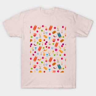 Happy Rosh Hashanah - Shana Tova! Autumn New Year Jewish Holiday Paty. Honey and Apple, Pink Color pattern T-Shirt